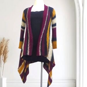 CIENNA Asymmetrical Striped Mohair Blend open Cardigan